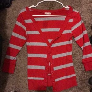 Gray and red sweater